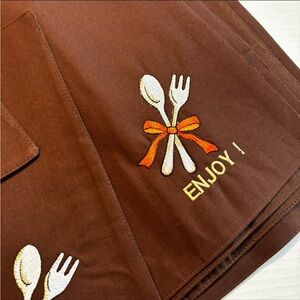 Embroidered Placemats Enjoy Brown Spon Fork 6 pack 100% Cotton Made in India NEW